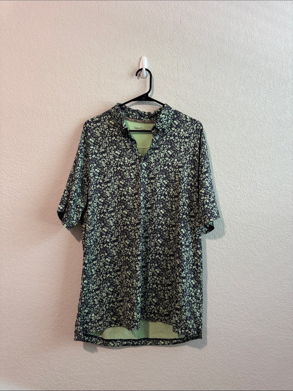 Men's Black Floral Short-Sleeve Polo